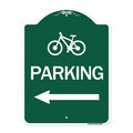 Signmission BicycleParking Left Arrow, Green & White Aluminum Architectural Sign, 18" x 24", GW-1824-24316 A-DES-GW-1824-24316